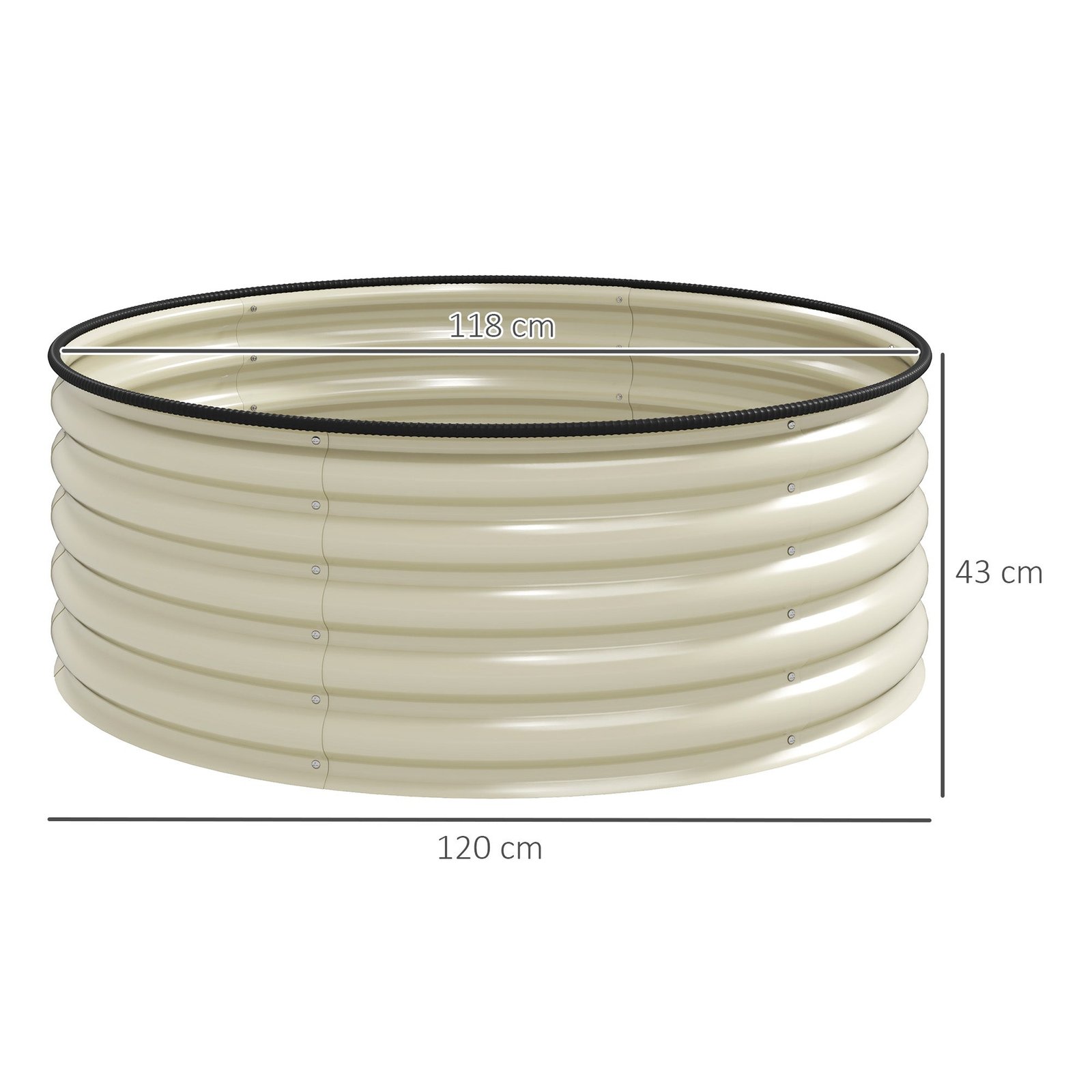 Galvanised Raised Garden Bed with Safety Edging, Outdoor Raised Planter Box with Gloves and Open Bottom, Metal Raised Bed for Flowers, Vegetables and Herbs, 120 x 120 x 43cm, Cream White - Image 5